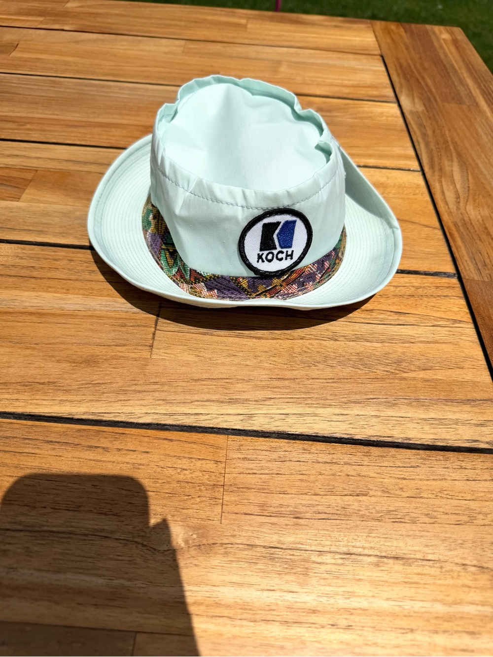 Vintage Tropical Fedora Style Hat Mint Green Hawaiian Print Union Made In USA - Picture 4 of 4